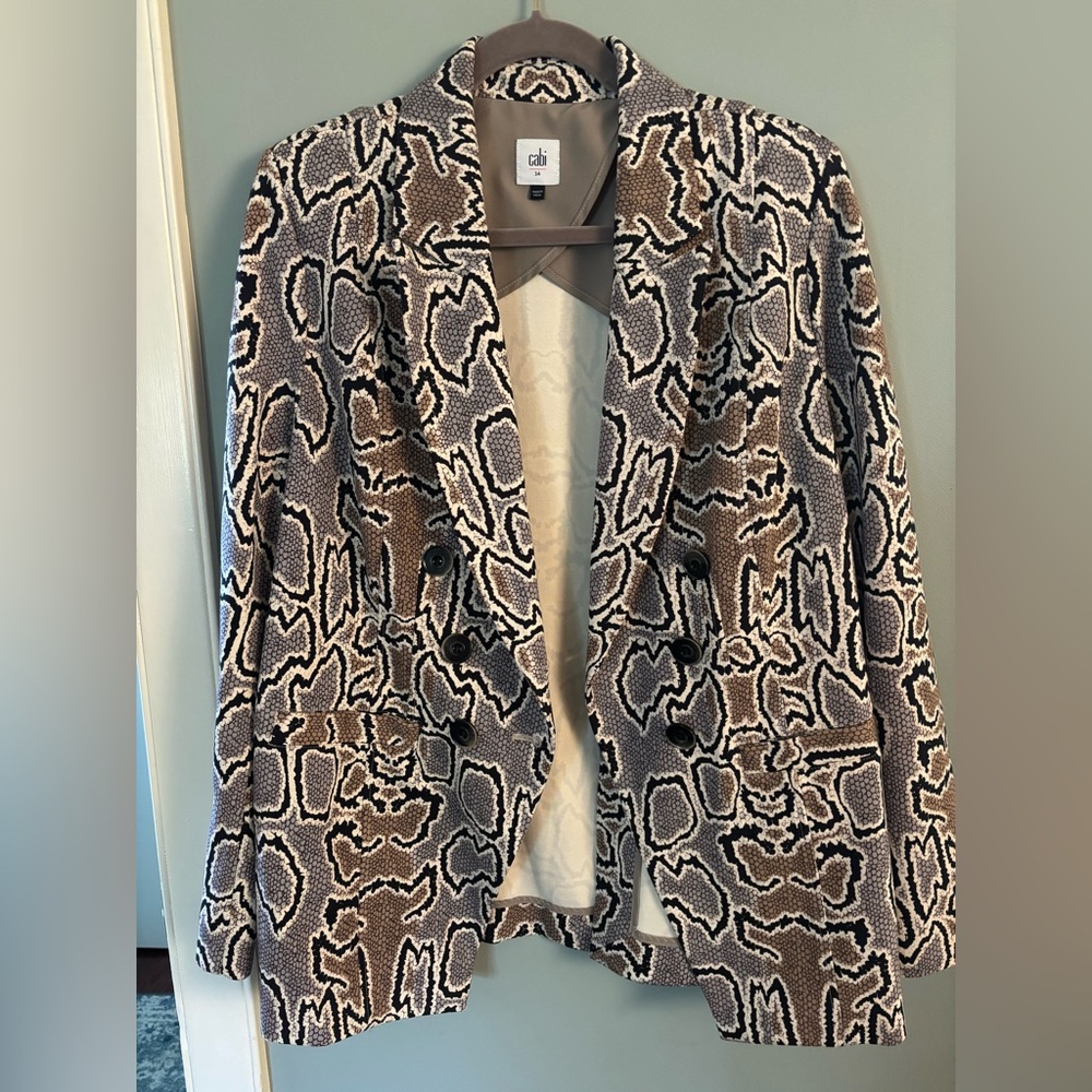 Cabi Taupe Snake Print Jacket